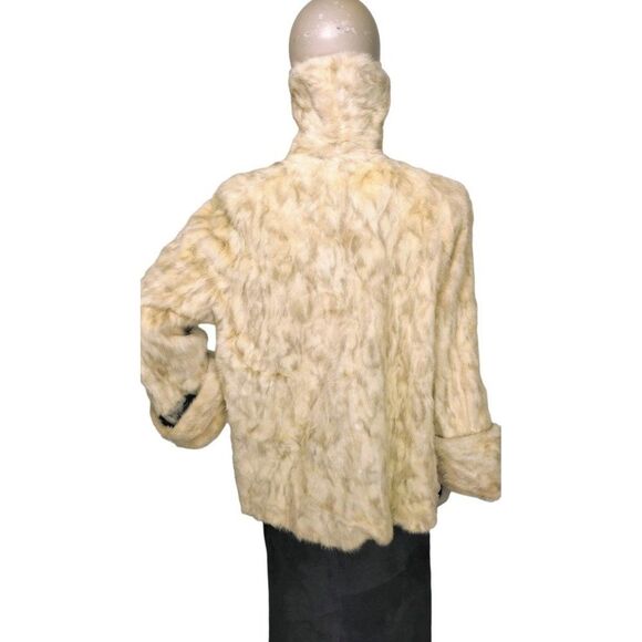 Antique 1920's/30's Sagarsky's Beige Rabbit Fur Cuffed Wide Sleeve Mob Wife Coat - Picture 6 of 12